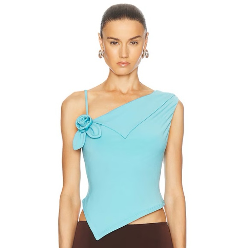 Asymmetrical Blue One-Shoulder Top